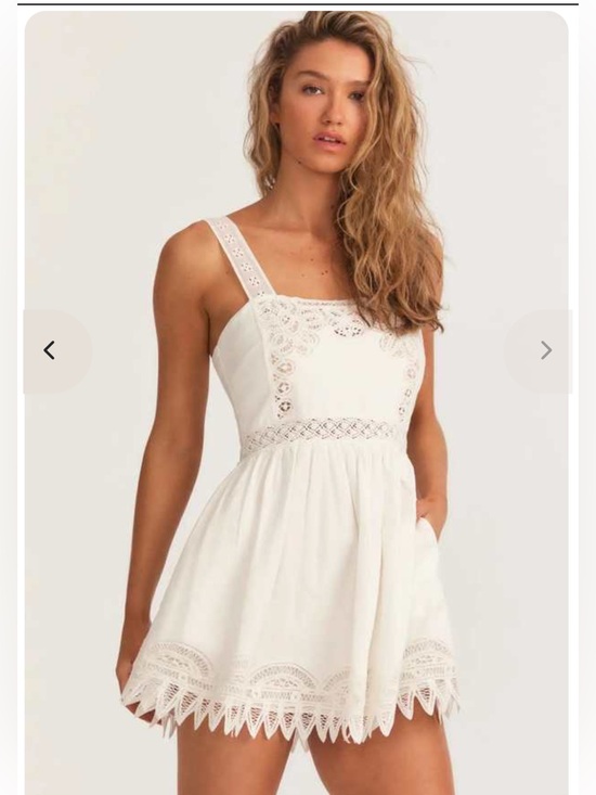 LoveShackFancy Dresses & Skirts - NWT White Eyelet Lace Mini Dress Cross Back Pockets Cottagecore Size Large.